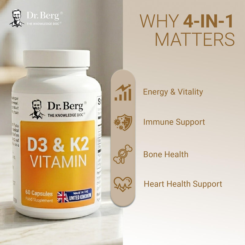 Dr. Berg Vitamin D3 K2 with MCT Powder - Includes 2,000 IUs of Vitamin D3 & 50 mcg MK7 Vitamin K2 - No Added Sugars, Maltodextrin or Corn Syrup - 60 Capsules 60 count (Pack of 1)