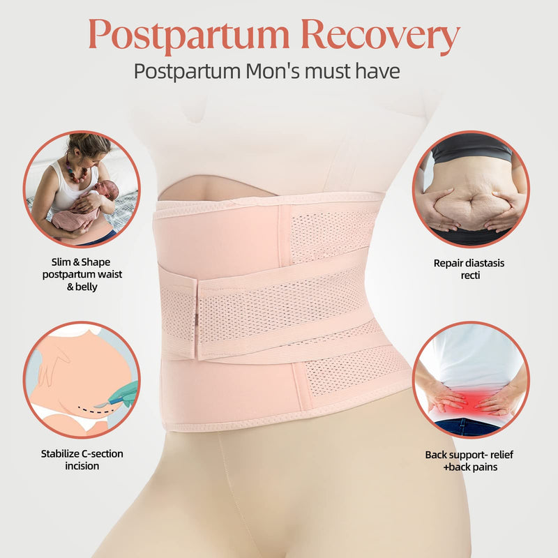 KIWI RATA Postpartum Belly Band, Postpartum Belly Support Recovery Wrap,Recovery Belly/Waist Belt, C Section Postpartum Belly Wrap, Abdominal Binder, After Birth Brace, Slimming Girdles Large Skin Color