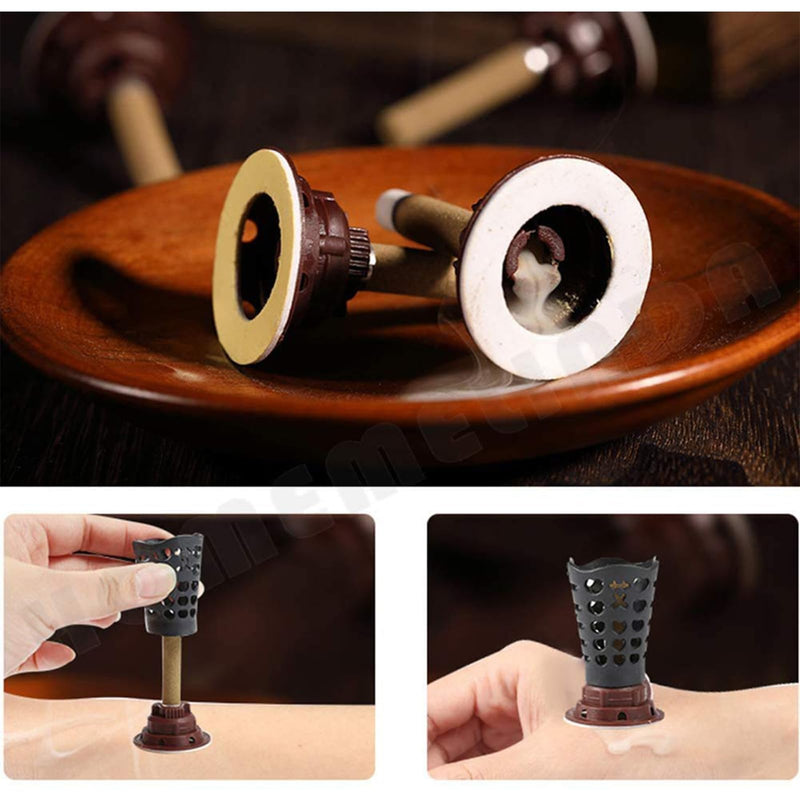 [Australia] - 110pcs Moxibustion Sticks and 100pcs Self-Stick Base, 5-Years Moxa Cone Moxi Stick for Chinese Traditional AiJiu with 4pcs Protective Cover 