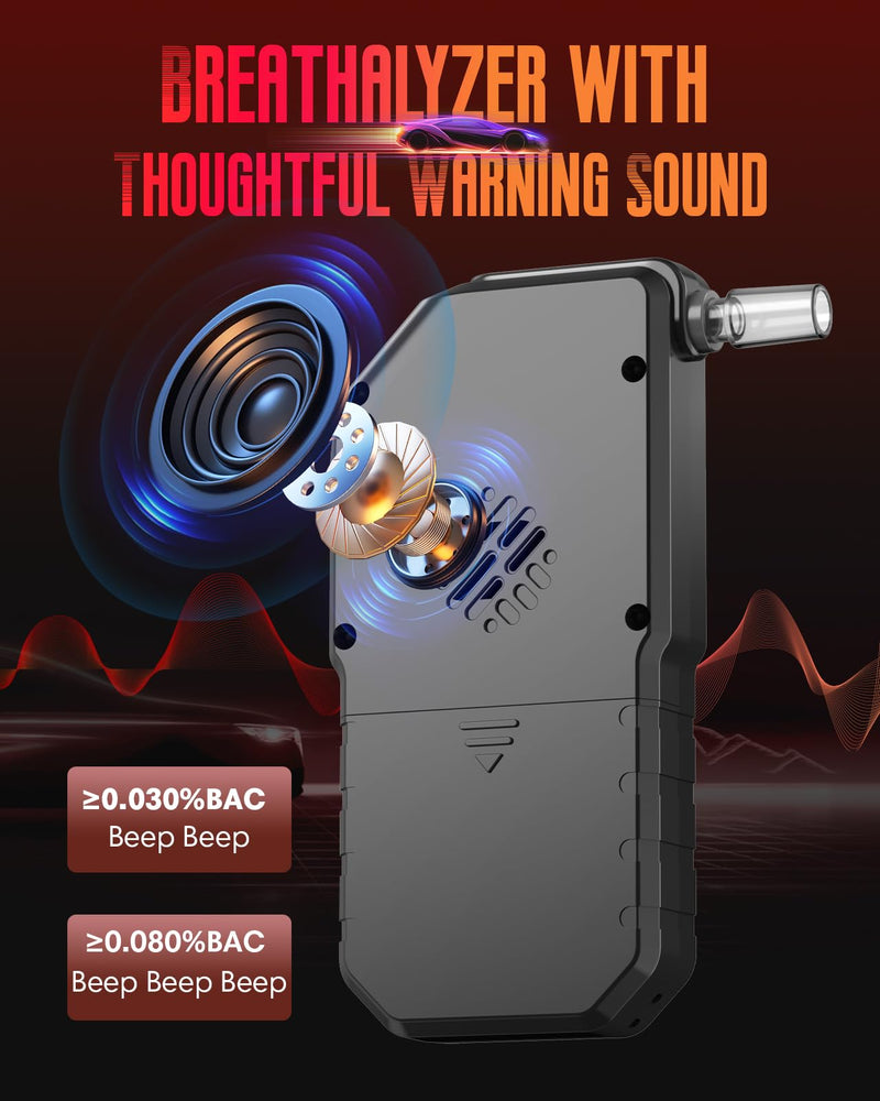 Breathalyzer, Professional-Grade Accuracy Portable Breath Alcohol Tester Breathalyzers for Alcohol with Voice Prompt & LCD Digital Display, for Home Party & Driver Use -10 Mouthpieces