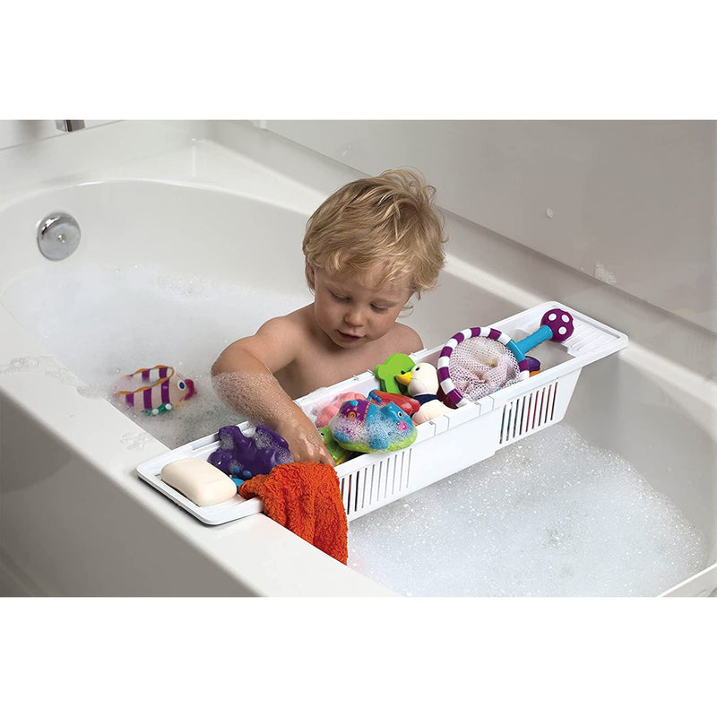 [Australia] - KidCo Bath Toy Organizer Storage Basket, 3 Compartment Horizontal Large Openings Bath Toy Organizer for Tub, Large Capacity Bath Toy Organizer with Large Openings, White 