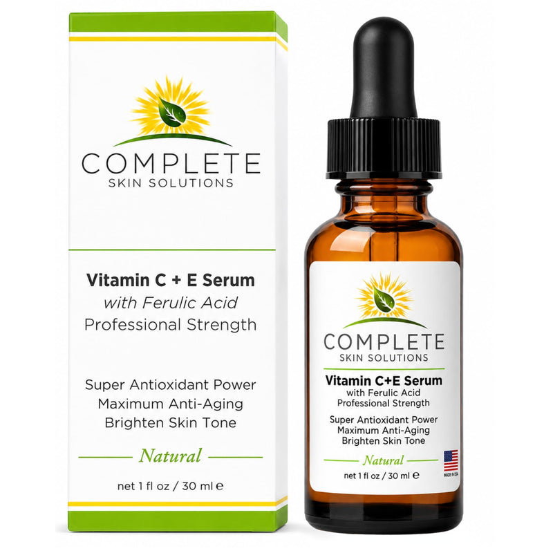 Natural Vitamin C E Serum with Ferulic Acid 1 oz | Hyaluronic Acid