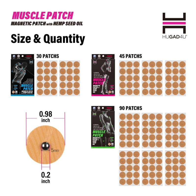 [Australia] - [45Pack] Muscle Magnetic Patch with Natural Oil, Magnetic Acupressure Patches, 1300 Gauss, Magnet Therapy, Light Magnetic Energies, Made in South Korea (45) 45 