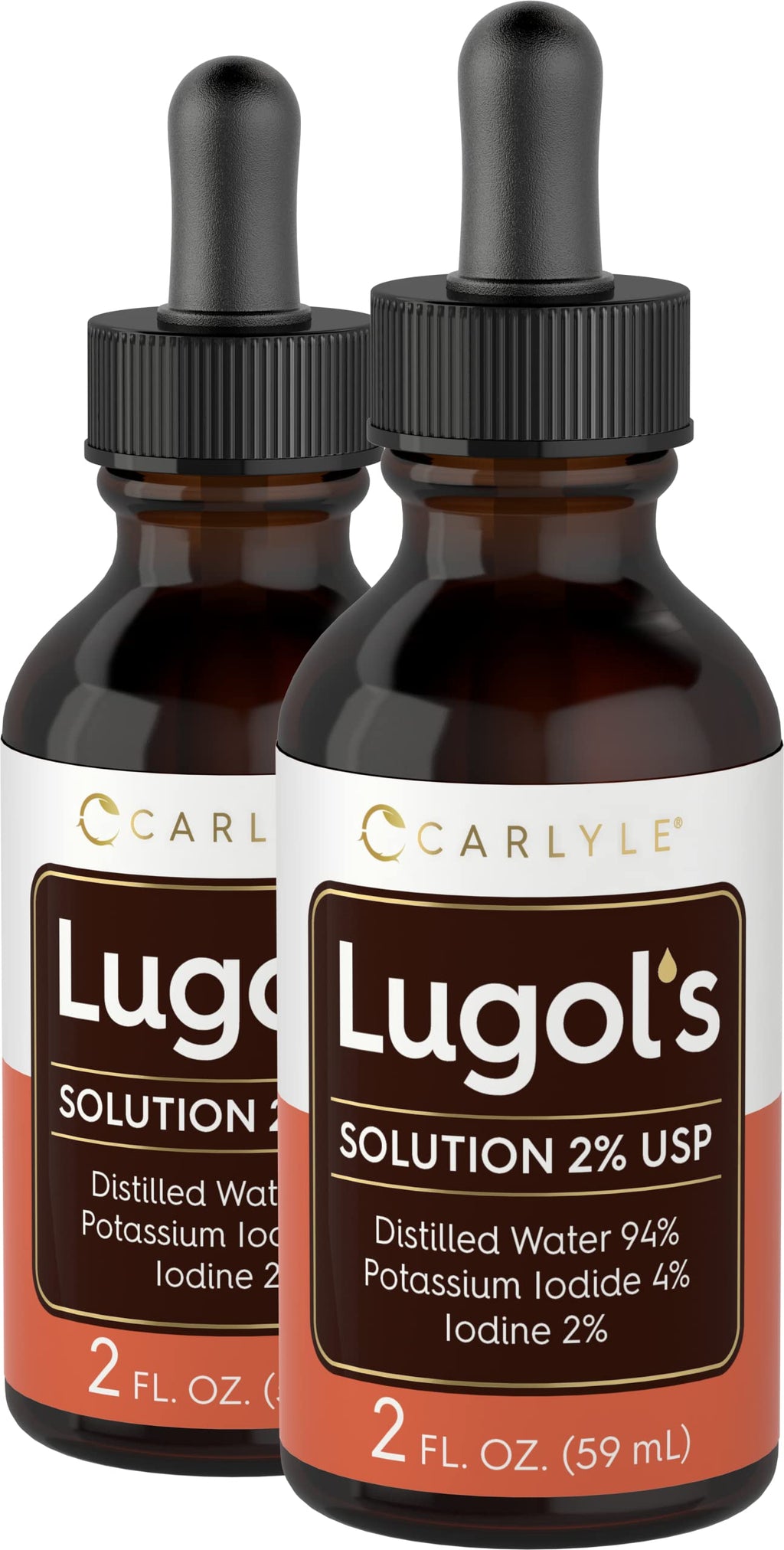 Carlyle Lugols Iodine 2 Percent 2 fl oz Twin Pack | Potassium Iodide and Iodine Solution 2% Liquid Drops 2 Fl Oz (Pack of 2)