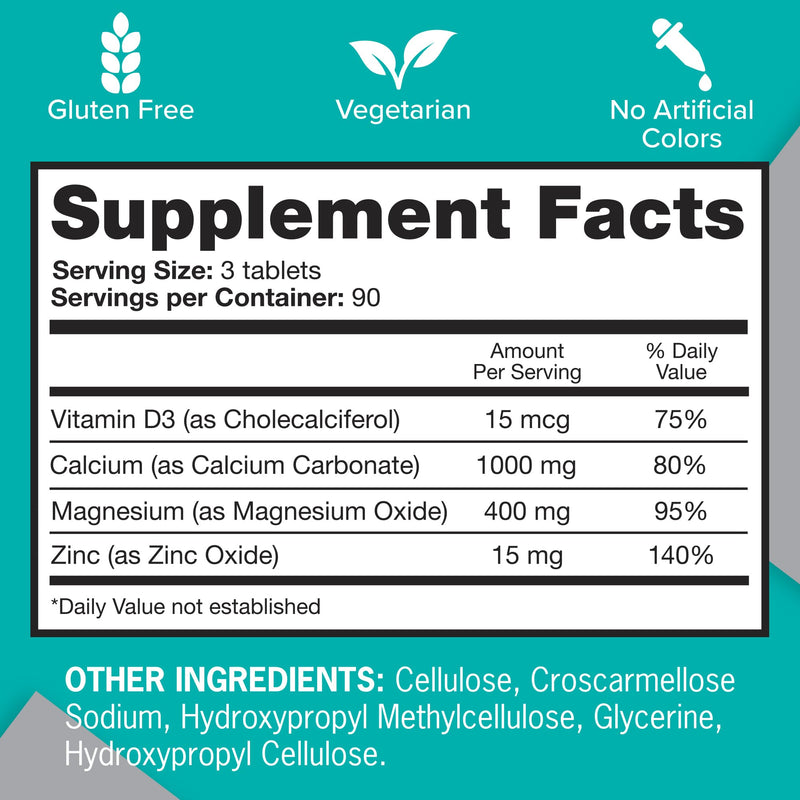 [Australia] - Qunol Calcium 3 in 1 Tablets with Calcium, Magnesium & Zinc for Immune Support, Bone, Nerve, and Muscle Health Supplement, 270 Count 270 Count (Pack of 1) 