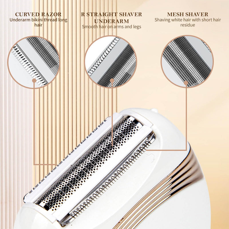 [Australia] - Portable Electric Razor Bikini Trimmer for Women, Skin Epilator for Face, Epilators Hair Removal for Women, Wet & Dry Hair Removal Device for Arms, Legs, Face, Underarm (White) White 