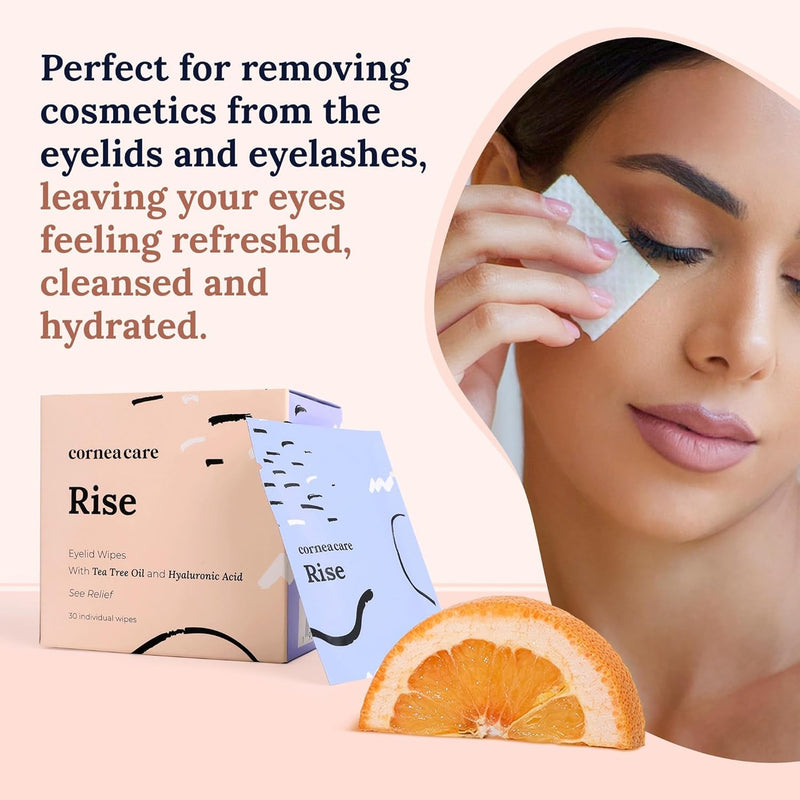 [Australia] - Rise: Eyelid Wipes | Eye Wipes for Dry Eyes | Eyelid Wipes with Tea Tree Oil & Hyaluronic Acid | Travel Ready | 30 Count | FSA & HSA Eligible 30 Count (Pack of 1) 
