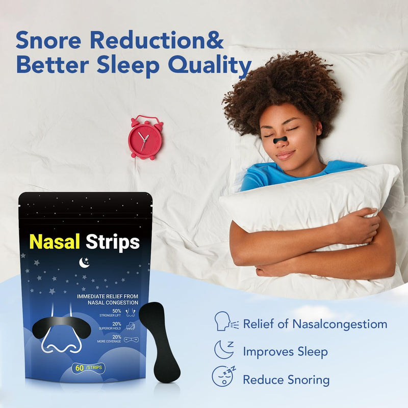 [Australia] - Nasal Strips for Snoring ‚Äì Extra Strength Nose Strips for Breathing Day and Night Use with Strong Adhesion ‚Äì Stops Snoring, Improves Sleep and Workout Performance ‚Äì Comfortable for Men & Women ‚Äì 60ct Blue 