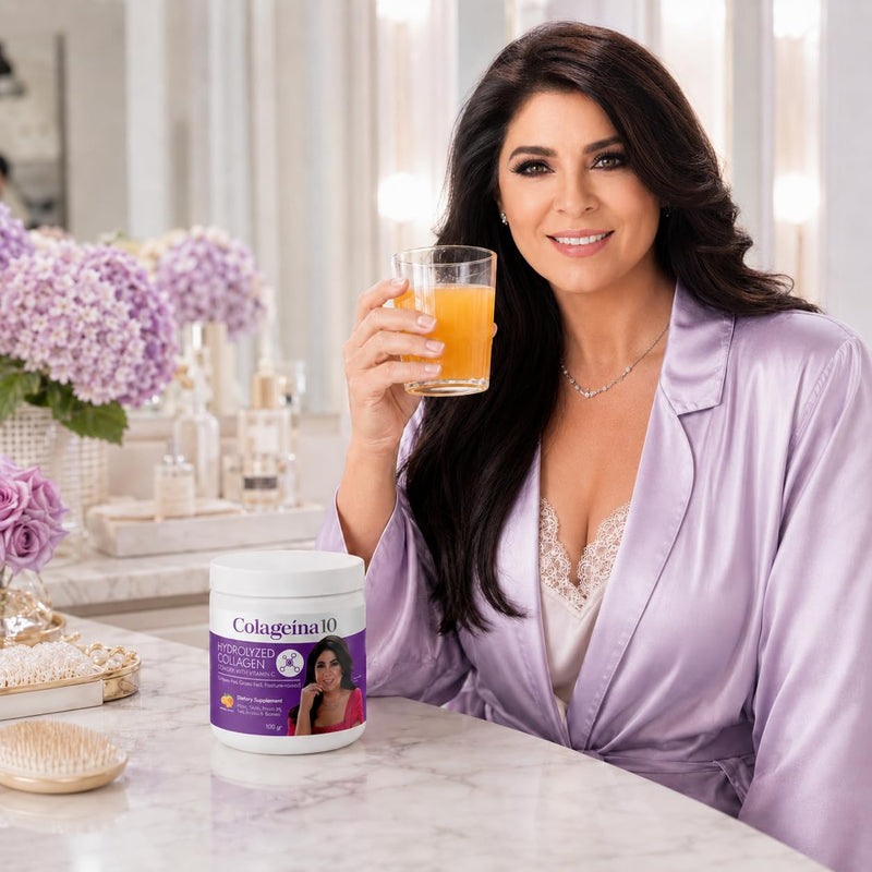 Colageina 10, Hydrolyzed Collagen Powder with Vitamin C, Improves Skin's Appearance, Helps Hair Growth, Healthier Nails, 3.5 Oz Powder, Jar.