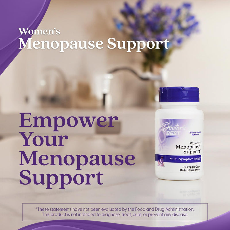 [Australia] - Doctor's Best Womens Menopause Support (Soy Isoflavone, Black Cohosh, Chaste Tree), Multi-Symptom Relief, Non-GMO, Gluten Free, Vegan 30 Veggie Caps 
