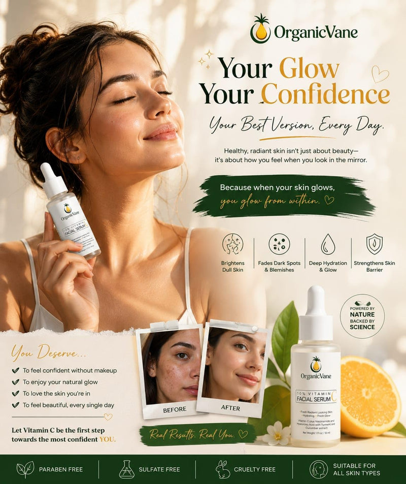 Vitamin C Serum 10% for Face – Powerful Anti-Aging Brightening Serum with Hyaluronic Acid, Niacinamide & Turmeric, Dark Spot Corrector, Reduces Wrinkles & Fine Lines for Youthful Glowing Skin, 1 oz