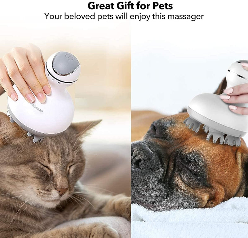 [Australia] - LATME Scalp Massager with 4 Replacement Massage Heads Portable Head Scratcher with Tissue Kneading Nodes Gifts Idea Stress Release Massager for Muscles Shoulder Calf 
