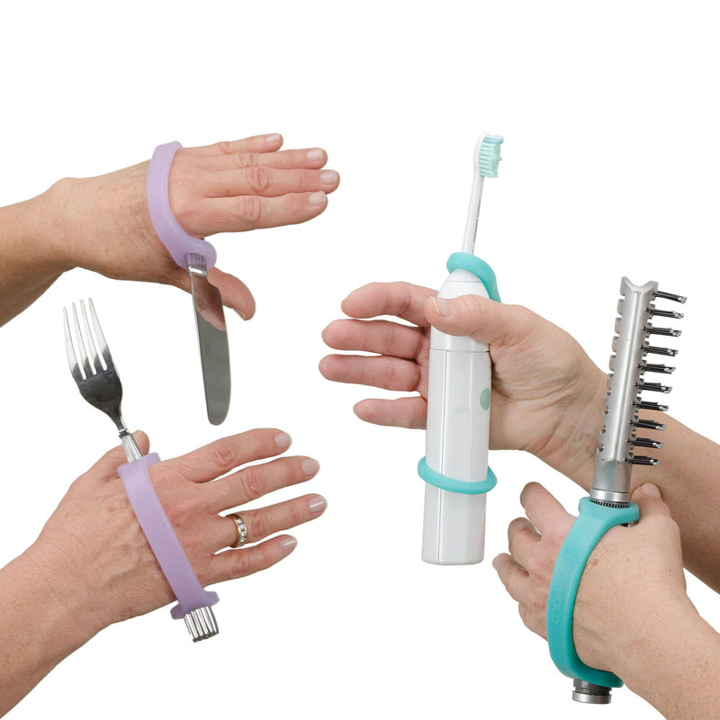 [Australia] - EaZyHold Silicone Universal Cuff, Adaptive Aid for Weak Hand Grip, Limited Mobility Holder for Daily Living - 9 Pack 
