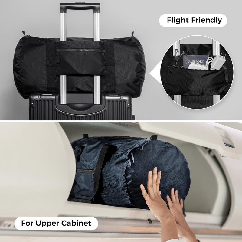 pack all Travel Accessories Bundle | 1 x 45L Foldable Duffel Bag (Black) & 1 x Foldable Shoe Bag (Black)