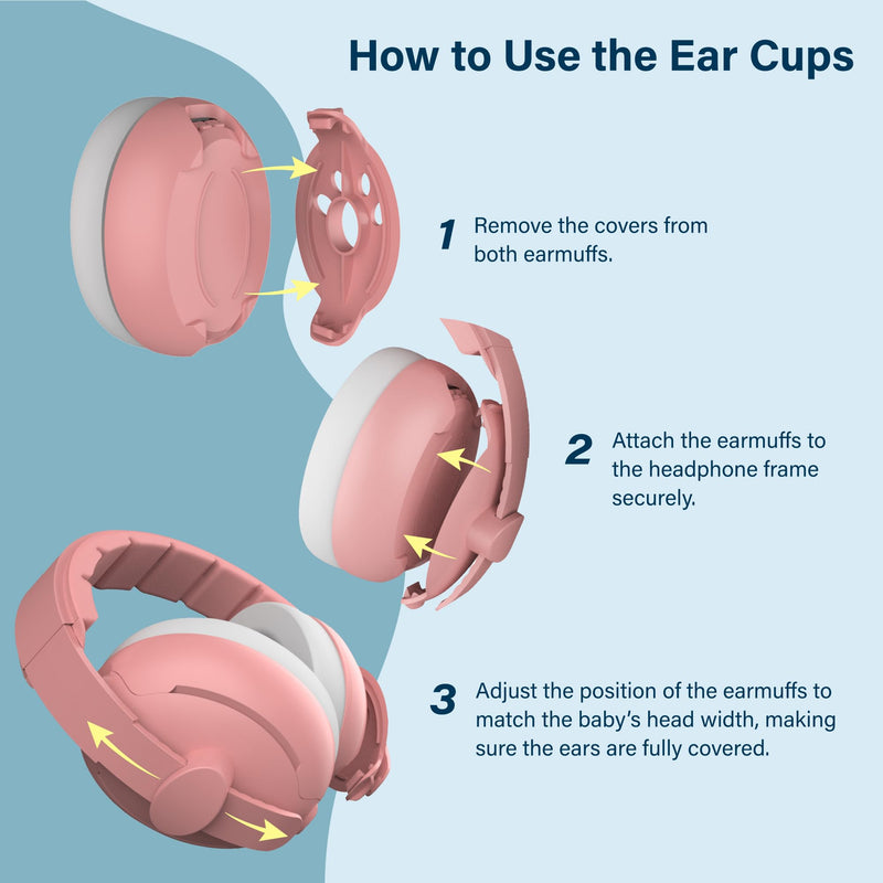 [Australia] - 2-in-1 Baby Ear Muffs for Hearing Protection, Noise Cancelling Earmuffs for Babies and Toddlers up to 48 Months Pink 