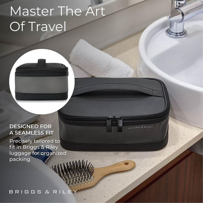 Briggs & Riley Travel Essentials Translucent Case - Toiletry Bag for Women & Men, Organizer for Bathroom Accessories, Makeup, & Skincare, Dopp Kit for Vacation - Baseline Collection, Black