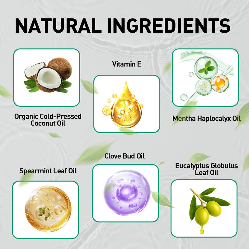 Spearmint Oil Pulling Rinse – with Organic Cold-Pressed Coconut Oil ＆ Mentha Haplocalyx Oil, Natural Mouthwash for Fresh Breath, Healthy Gums & Teeth Whitening, 8 fl oz (1)