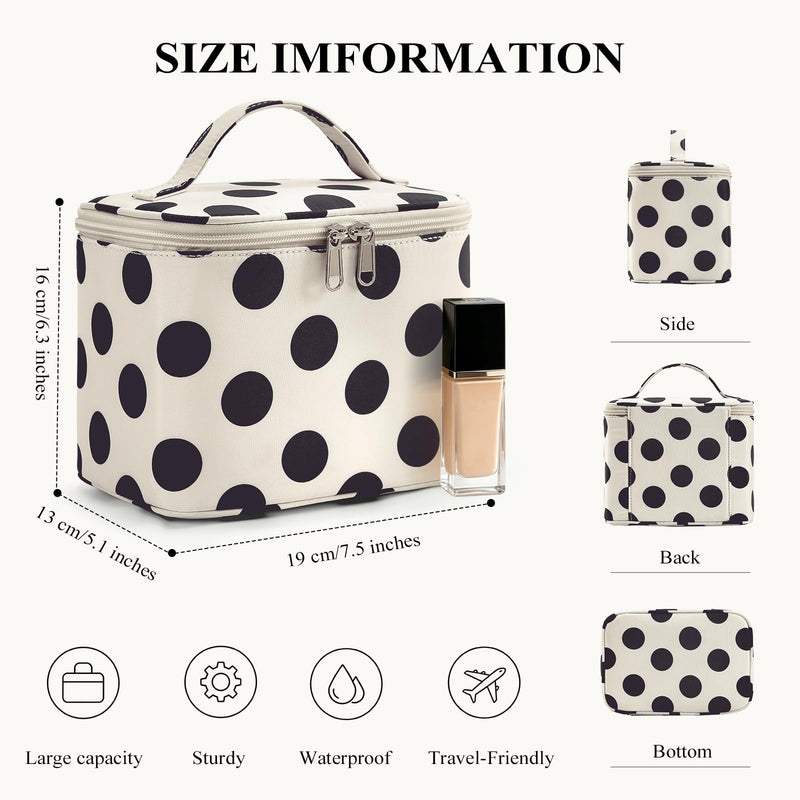 Small Mirror Cosmetic Pouch + Medium Handheld Travel Makeup Bag (Polka Dot)