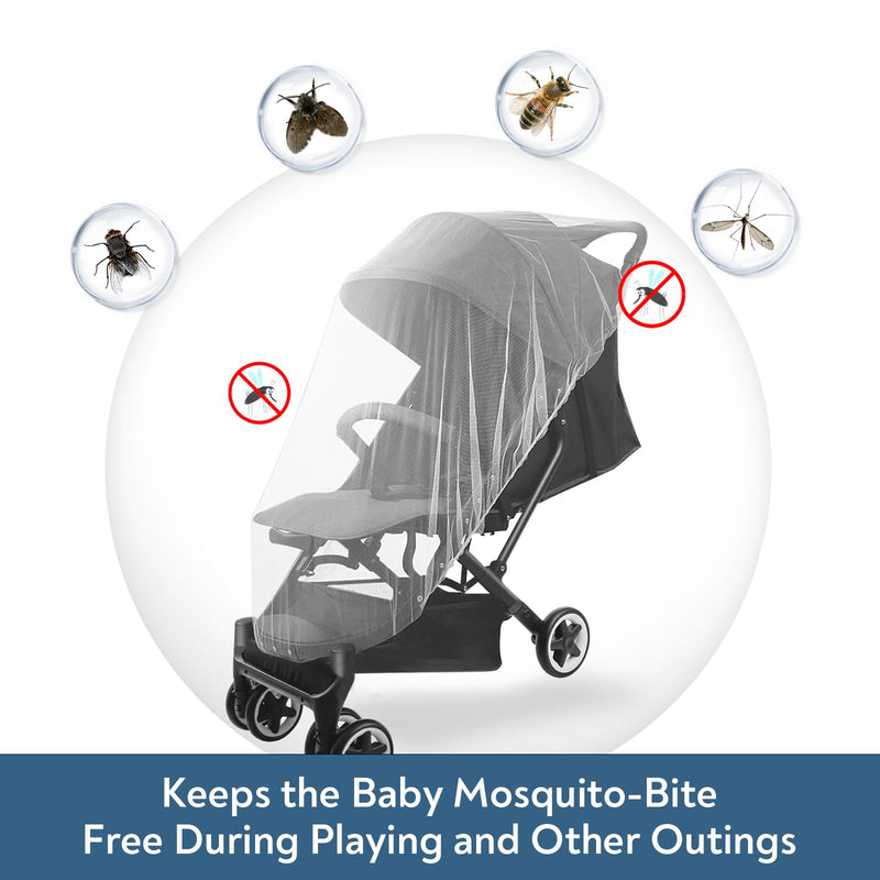 [Australia] - 2 Pack Baby Mosquito Net for Stroller, Playard & Bassinet, Reusable Bug Net for Cradles, Carrier, Pack and Plays and Portable Mini Crib, Baby Playpen Mosquito Net Cover, White 