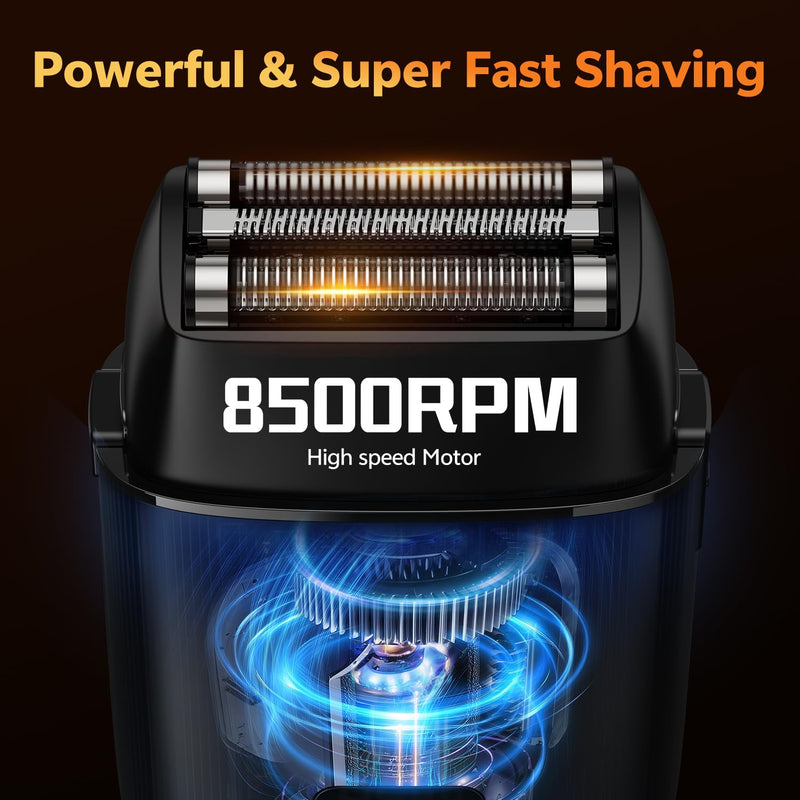 [Australia] - Foil Shavers for Men, Electric Razors for Close Shaving Face with High Speed 3 Floating Blade Heads, USB C Fast Rechargeable Foil Shaver IPX7 Waterproof Wet Dry Travel Locked/Led Display 