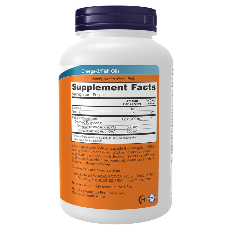NOW Foods Supplements, Ultra Omega-3 Molecularly Distilled and Enteric Coated, 180 Softgels 180 Count (Pack of 1)