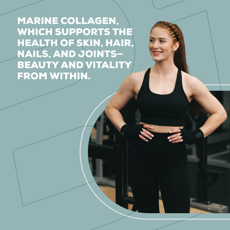 BioTechUSA Marine Collagen | Hydrolyzed Fish Collagen with Vitamin C | Sugar-Free | Gluten-Free | Skin Hair Nails & Joint Support, 240 g, Lemon-Green Tea