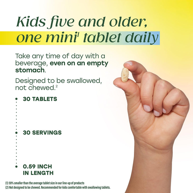 MegaFood Kids Vitamin B Complex, Cellular Energy Support, 30 Mini Tablets | Vitamin B12 and B6, Folate, Biotin, Zinc, Lemon Balm, L Theanine and More, Supports Brain Health, Vegetarian, 30 Servings 30 Count (Pack of 1)