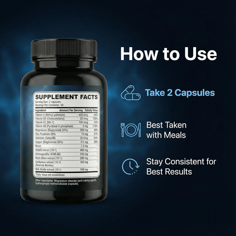 Testo Charge Booster Pro - Booster ProSupplement Natural Capsules, T1 - ProVitamin Advanced Formula, Zapply T1 Multivitamin Overall Health Wellness