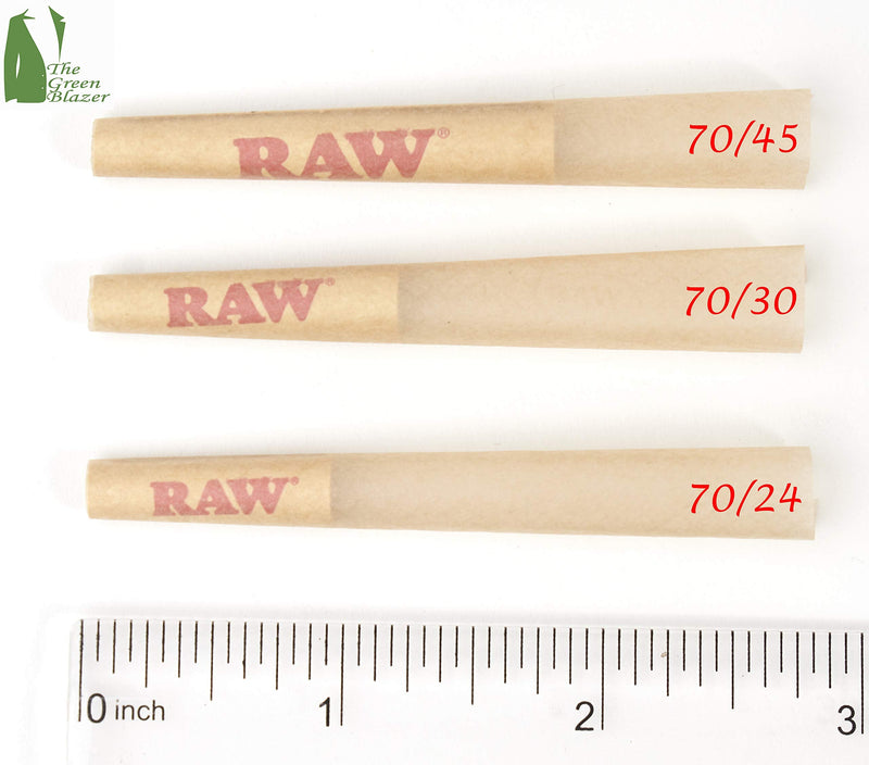 [Australia] - RAW Cones Single Size 70/30: 100 Pack - Mini Pre Rolled Cones & Tips, Patented Slow Burn Classic Rolling Papers Shorter than 1 1/4 Size, 70mm 