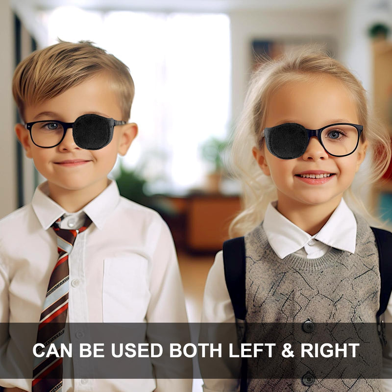 [Australia] - 4 Pcs Eye Patches for Adults Kids, Right & Left Eye Patch for Glasses, Reusable Lazy Eye Patch for Treating Lazy Amblyopia Strabismus After Surgery (Black) 1 Count (Pack of 4) 
