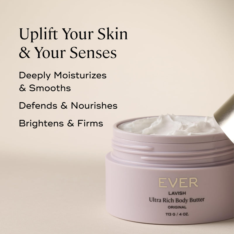 EVER Lavish Ultra Rich Body Butter – Antioxidant & Vitamin-Infused Deep Moisturizing Cream for Softer, Firmer, Youthful-Looking Skin, 4 oz