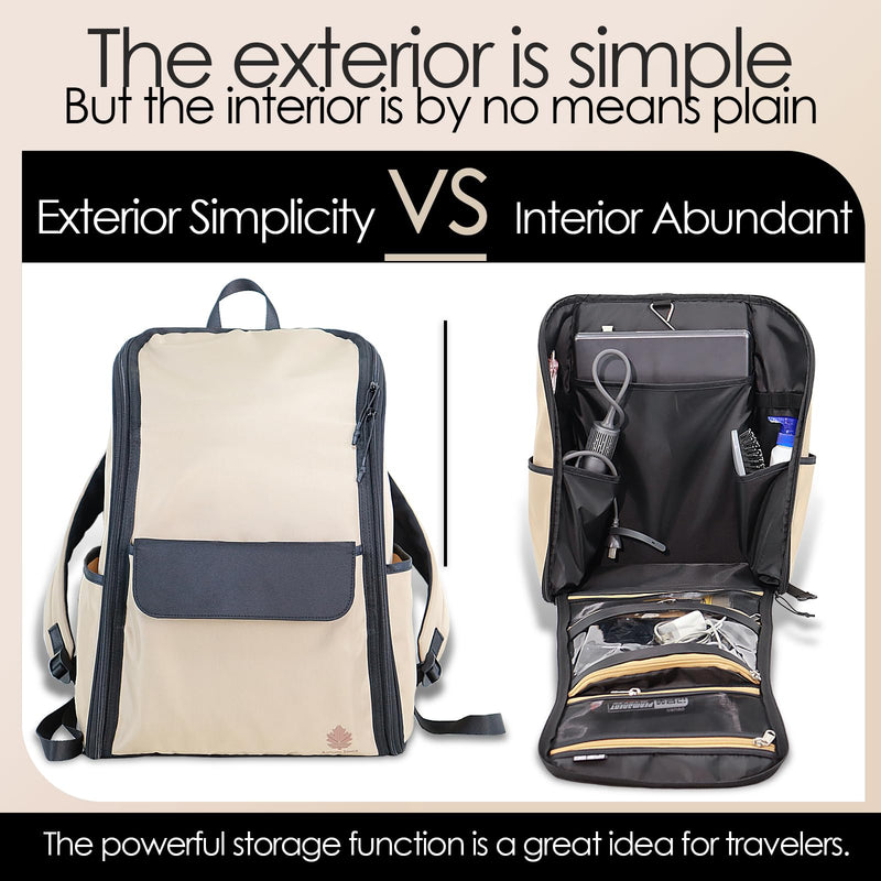 Travel Laptop Backpack Large Hanging Toiletry Organizer Water-Repellent Hygiene Bag (Khaki+) Khaki+