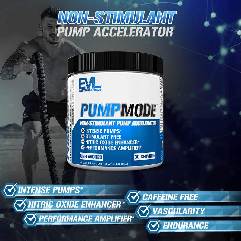 [Australia] - EVL PumpMode Nitric Oxide Supplement - Nitric Oxide Booster Pump Pre Workout Powder with Glycerol and Betaine for Muscle Recovery Growth and Endurance - Stim Free Pre Workout Drink (Unflavored) Unflavored 