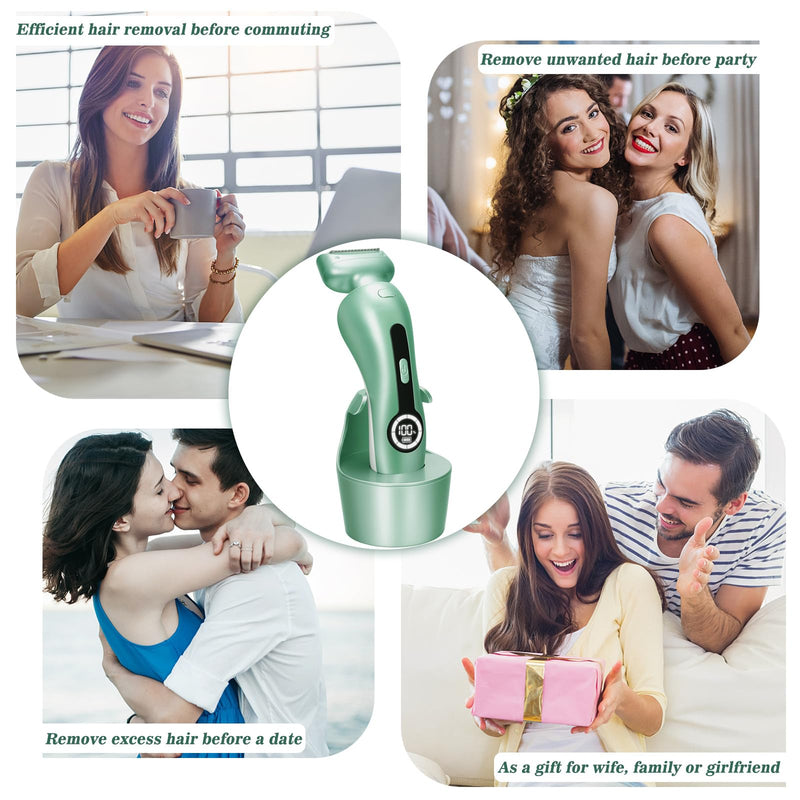 Electric Razor for Women Electric Shaver for Legs Bikini Trimmer for Women Underarm Public Hairs Rechargeable Womens Shaver with Detachable Head Wet Dry Use Painless Cordless
