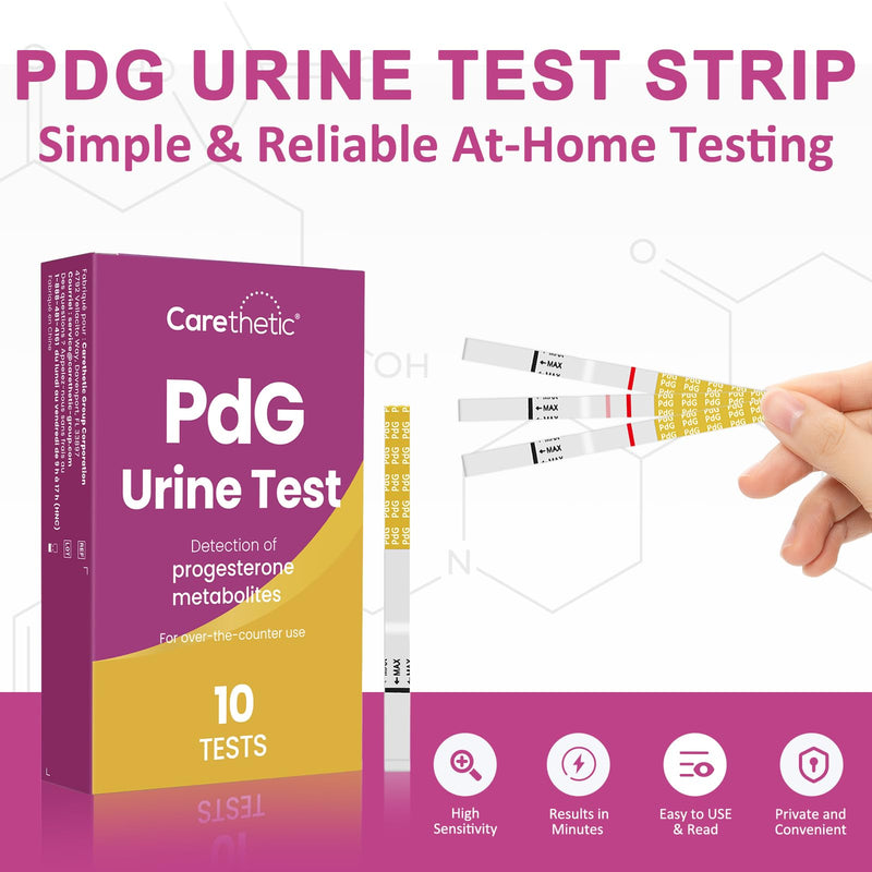 Carethetic PdG Test Strips, 10 Count – Ovulation Confirmation Test with Progesterone Metabolite (PdG), At-Home Fertility Test for Women