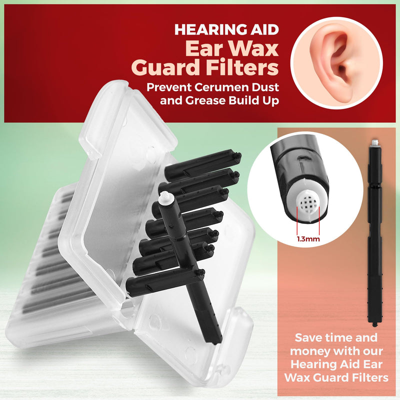 MEDca Hearing Aid Ear Wax Guard Filters - 5 Pack/40 Pieces Replacement Wax Filters Prevent Cerumen Dust and Grease Build Up Compatible w/Phonak, Resound, Widex, Unitron and Jungle Care Hearing Aids