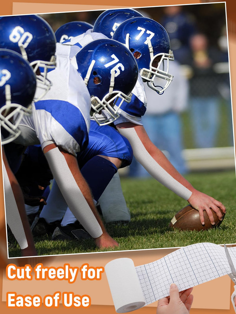 Breathable Self-Adhesive Athletic Tape Football - 2 Rolls Total 33ft, Waterproof Sport Turf Tapes to Protect from Turf Burn, White