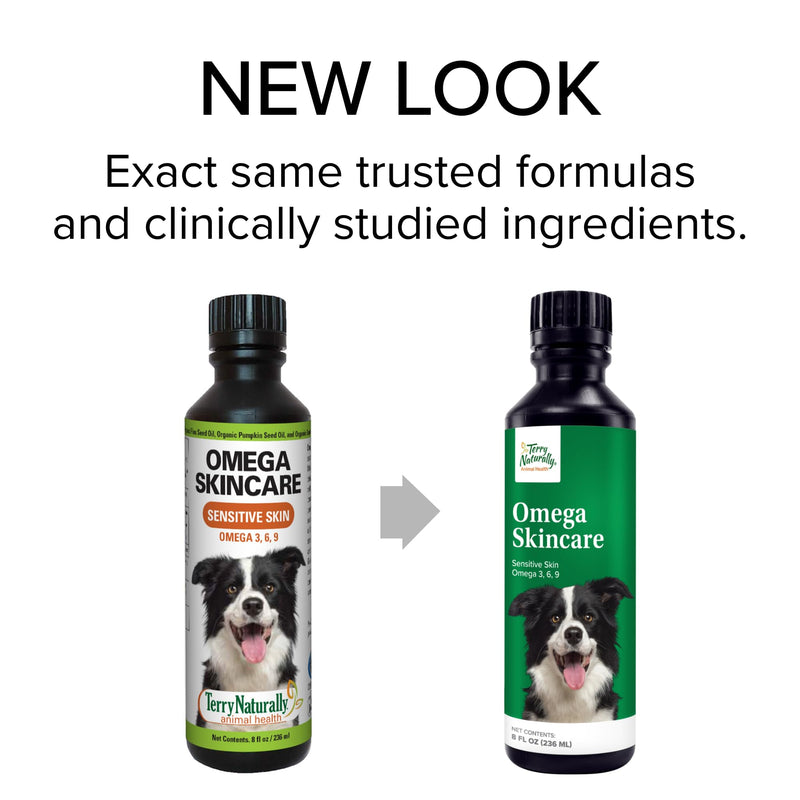 Terry Naturally Animal Health Omega Skincare - 8 fl oz - with Omega-3, -6, -9, Flax, Pumpkin, Sunflower & Sesame Seed Oil - Canine Only - 47 Servings - PawsPlanet Australia