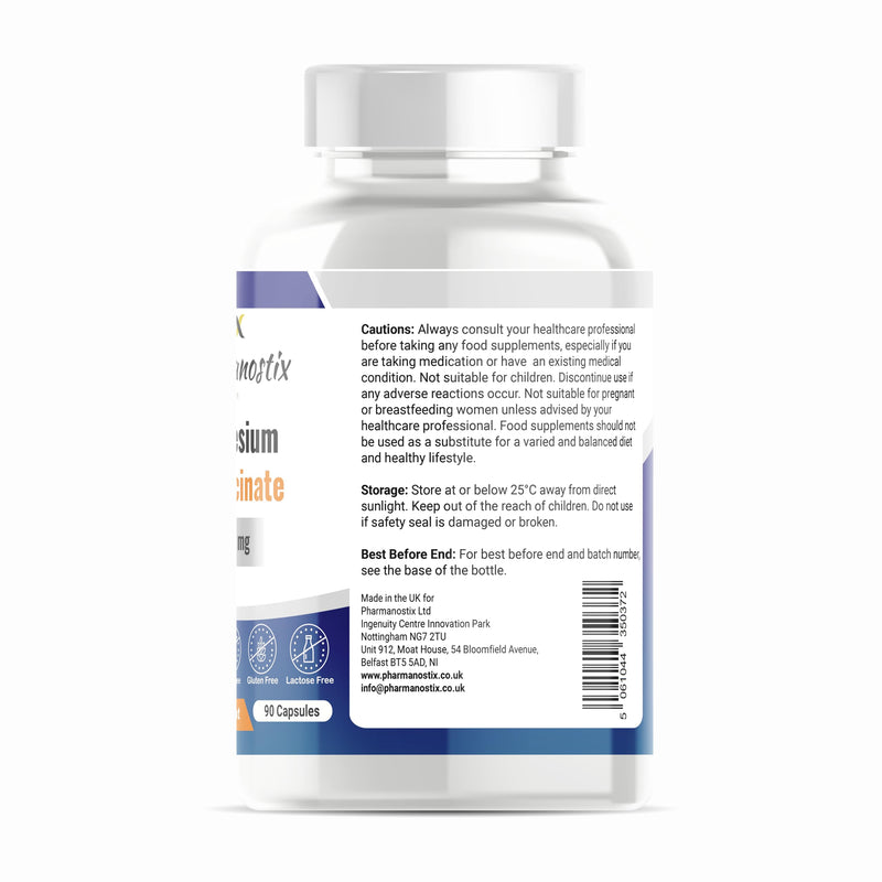 Pharmanostix Magnesium Bisglycinate 1500mg Daily Serving– 90 Capsules | High Absorption & Gentle on Stomach | Sleep, Muscle, Nerve & Energy Support | Vegetarian, Non-GMO, UK Made