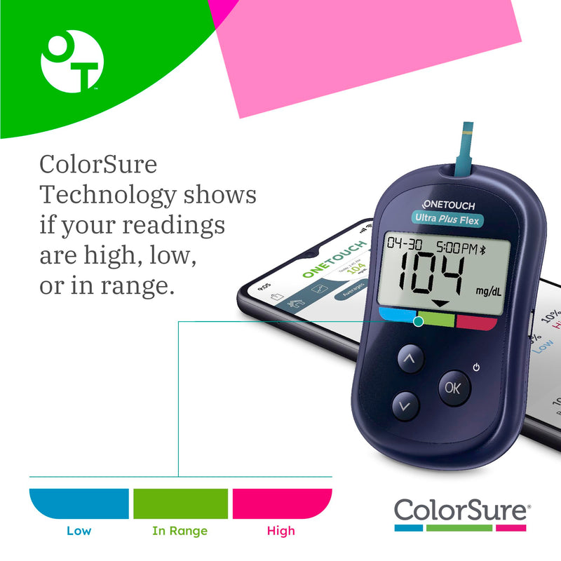 [Australia] - OneTouch Ultra Plus Flex Bonus Pack | 1 Blood Glucose UPF Meter, 1 Delica Plus Lancing Device, 10 Delica Plus 33g Lancets & Carrying Pouch 