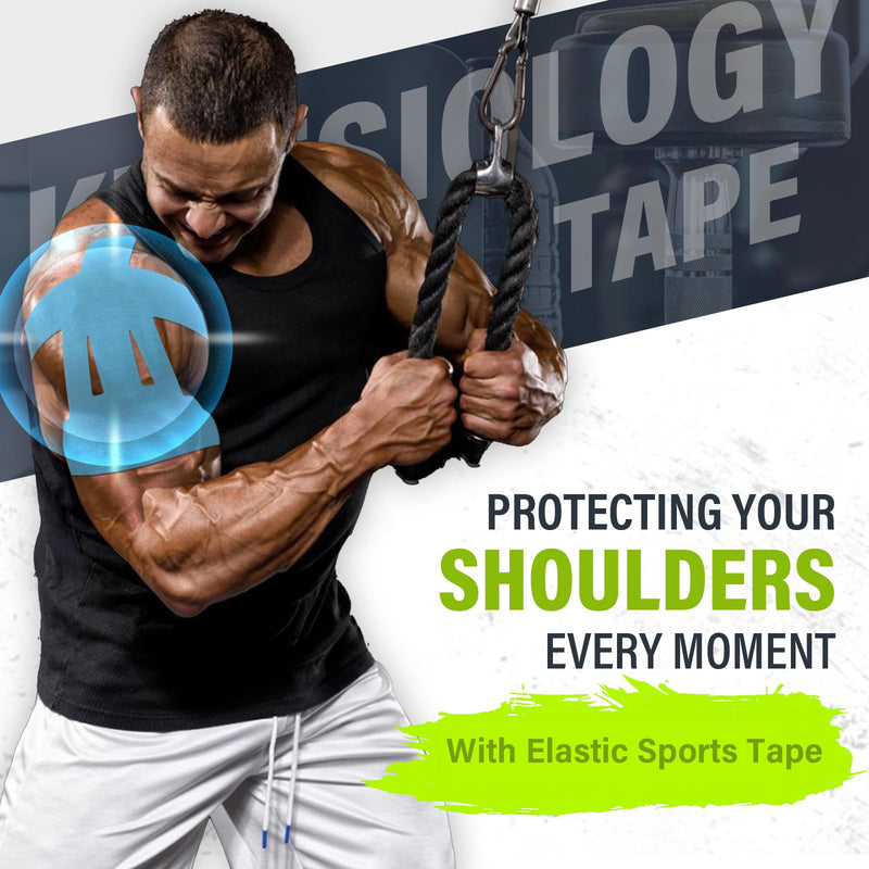 [Australia] - Kinesiology Tape for Shoulder, Precut Athletic Tape for Pain Relief, Elastic Support & Stability, Waterproof & Breathable,12 pcs 12 Count 