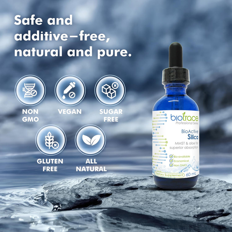 [Australia] - Biotrace BioActive Silica Drops | Liquid Mineral Concentrate for Healthy Hair, Skin, Nails and Collagen Production | Helps Manage Calcium, Joint and Bone Function | 2.02 Fl Oz 