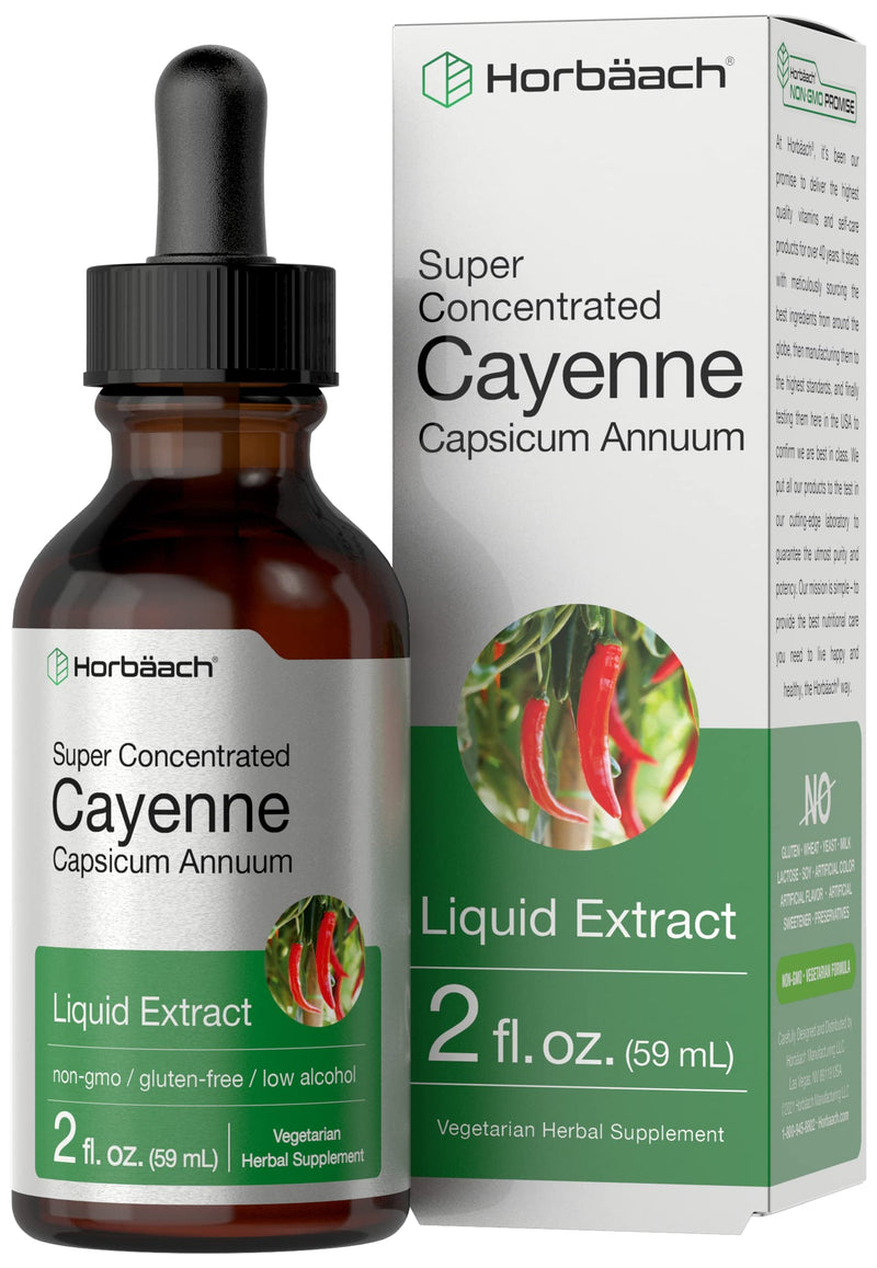 Horbäach Cayenne Pepper Liquid Extract | 2 fl oz | Vegetarian, Non-GMO, Gluten Free Supplement