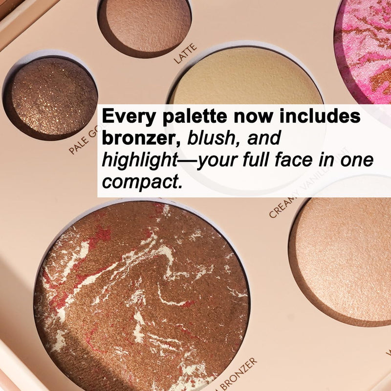 [Australia] - Velvety Smooth Baked Palette, Multi-purpose, Highly Pigmented Palette with Bronzing Powder, Eyeshadows and Blushes, Waterproof, Vegan & Cruelty-free. 