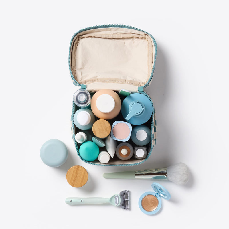 ALOHA Collection Cabin Crew Kit | Lightweight, Packable, and Splash-Proof Makeup Pouch | Easy to Clean (Pink Salt/Tide) Pink Salt/Tide