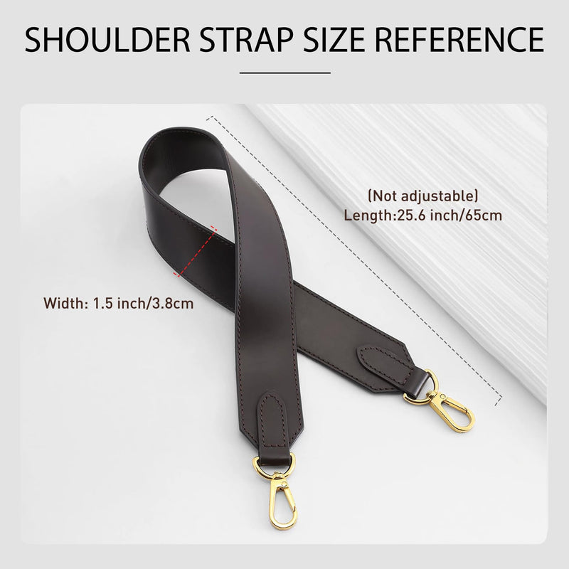 Vachetta Leather Never Full Purse Strap Replacement, 1.5" Wide Genuine Cowhide Shoulder Bag Strap for Neverfull Graceful Speedy Tote Handbags, 25.6" Long,Brown Brown 1.5"width*25.6"length