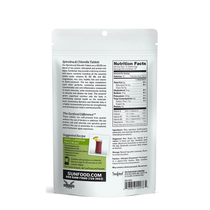 [Australia] - Sunfood Spirulina & Chlorella Tablets, 4 oz 
