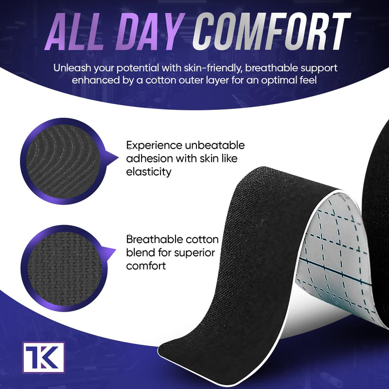 [Australia] - Pro Athletic Sports Kinesiology Tape - Waterproof Breathable Body Elastic Sports Tape for Shoulder, Knee Pain Relief, Ankle Running Tennis Physio Tape Support for Muscle, 2 inchesx16.4 ft Roll 2 Pack 