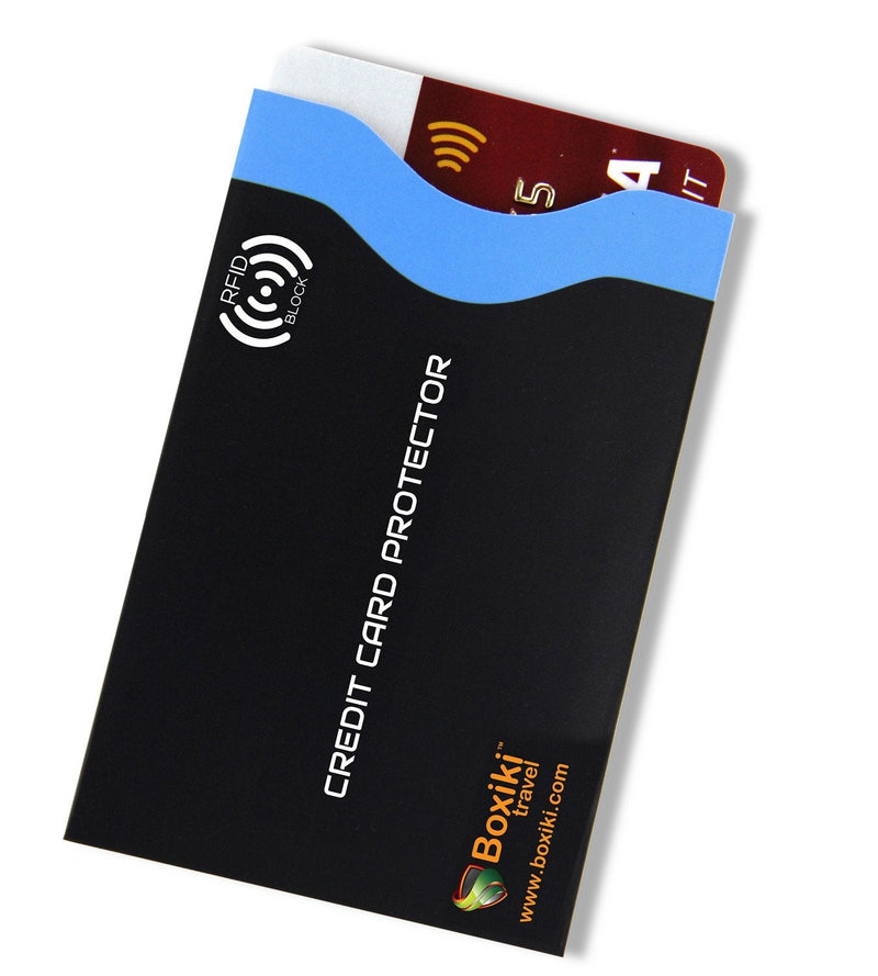 Boxiki Travel RFID Protection Bundle: Sleeves Set with Color Coding and Black Money Belt with RFID Sleeves