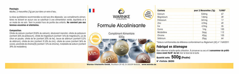 [Australia] - Base powder 500g - with 9 minerals and trace elements, acid-base balance, vegan | Warnke vital substances - German pharmacy quality 